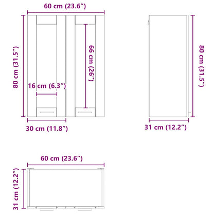 Závěsná Skříňka Staré Dřevo 60 X 31 X 80 Cm Kompozitní Dřevo