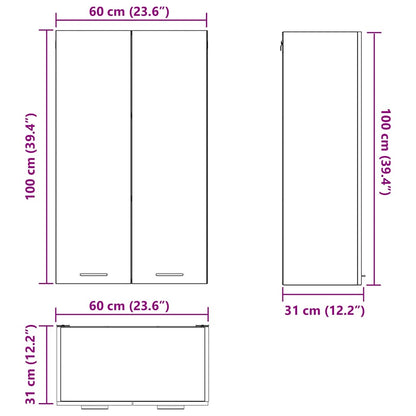 Závěsná Skříňka 60 X 31 X 100 Cm Kompozitní Dřevo