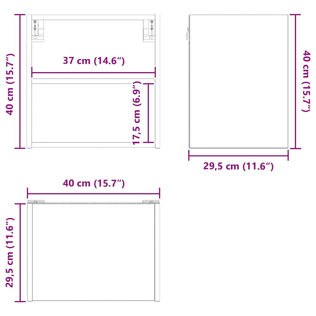 Závěsná Skříňka Staré Dřevo 40 X 29,5 X 40 Cm Kompozitní Dřevo