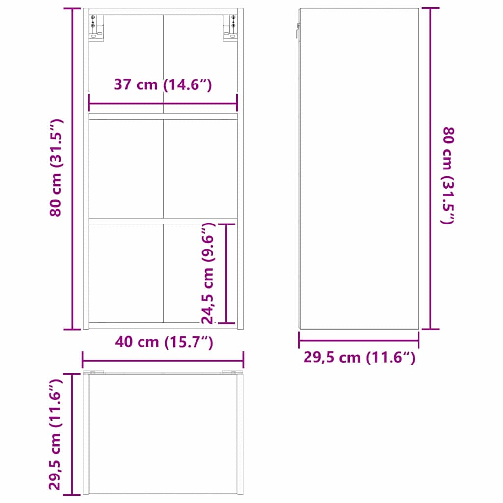 Závěsná Skříňka Staré Dřevo 40 X 29,5 X 80 Cm Kompozitní Dřevo