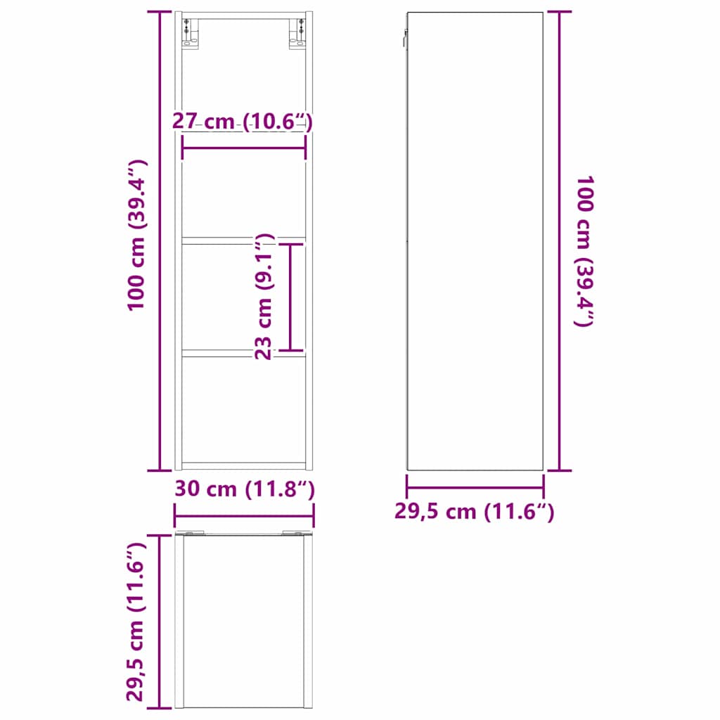 Závěsná Skříňka Staré Dřevo 30 X 29,5 X 100 Cm Kompozitní Dřevo