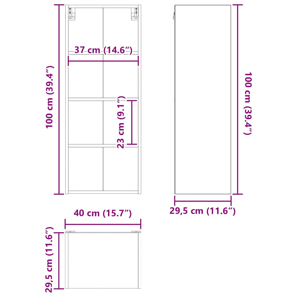 Závěsná Skříňka Staré Dřevo 40 X 29,5 X 100 Cm Kompozitní Dřevo