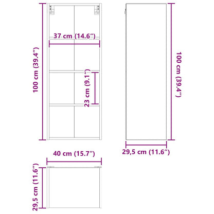 Závěsná Skříňka Staré Dřevo 40 X 29,5 X 100 Cm Kompozitní Dřevo