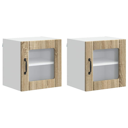 Nástěnná Skleněná Skříň Lucca 2 Pcs Dub Sonoma 40 X 31 X 40 Cm