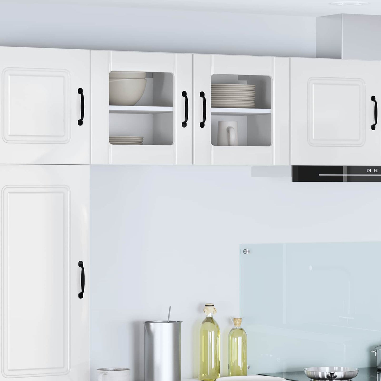 Nástěnná Skleněná Skříň Lucca 2 Pcs Bílá S Vysokým Leskem