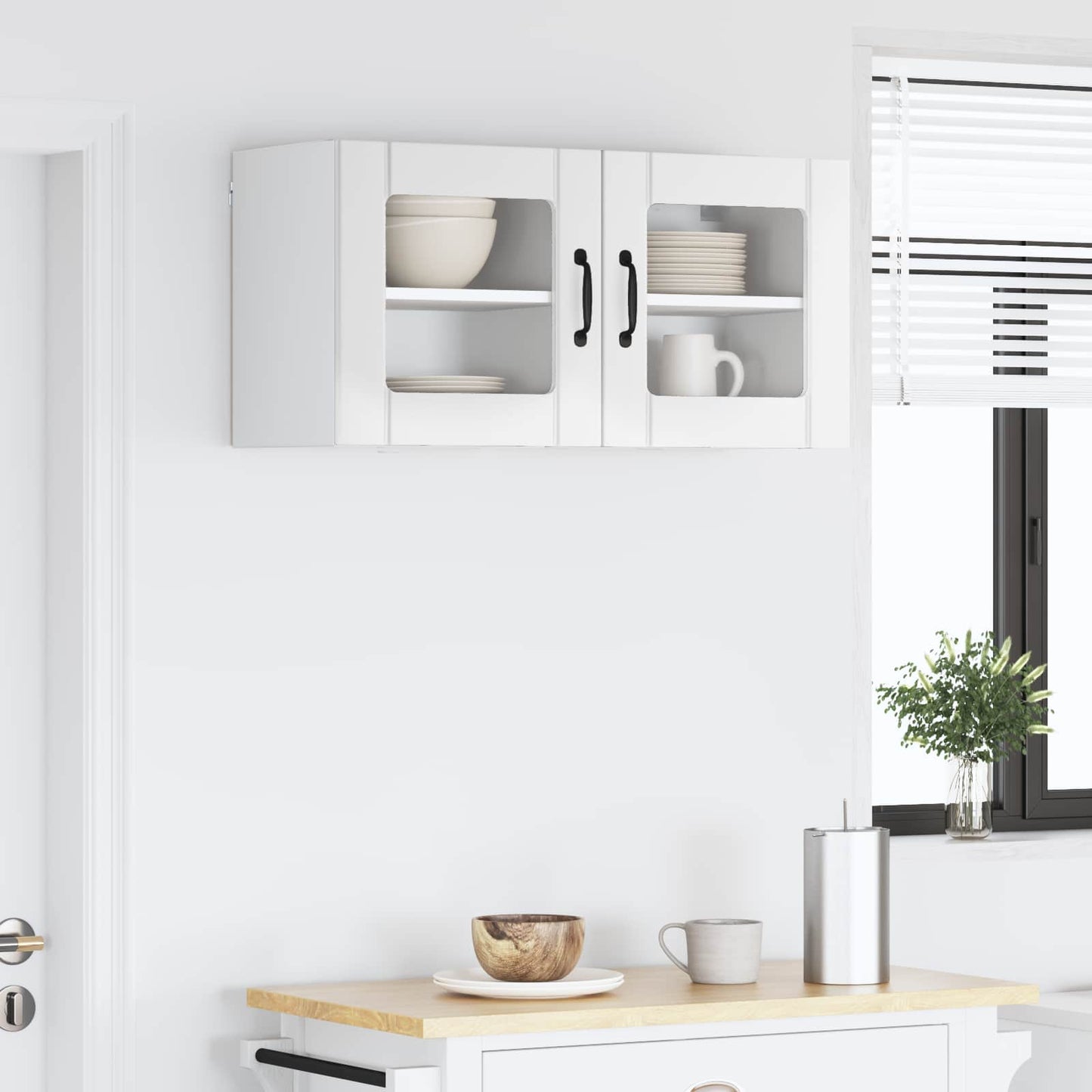 Nástěnná Skleněná Skříň Lucca 2 Pcs Bílá S Vysokým Leskem