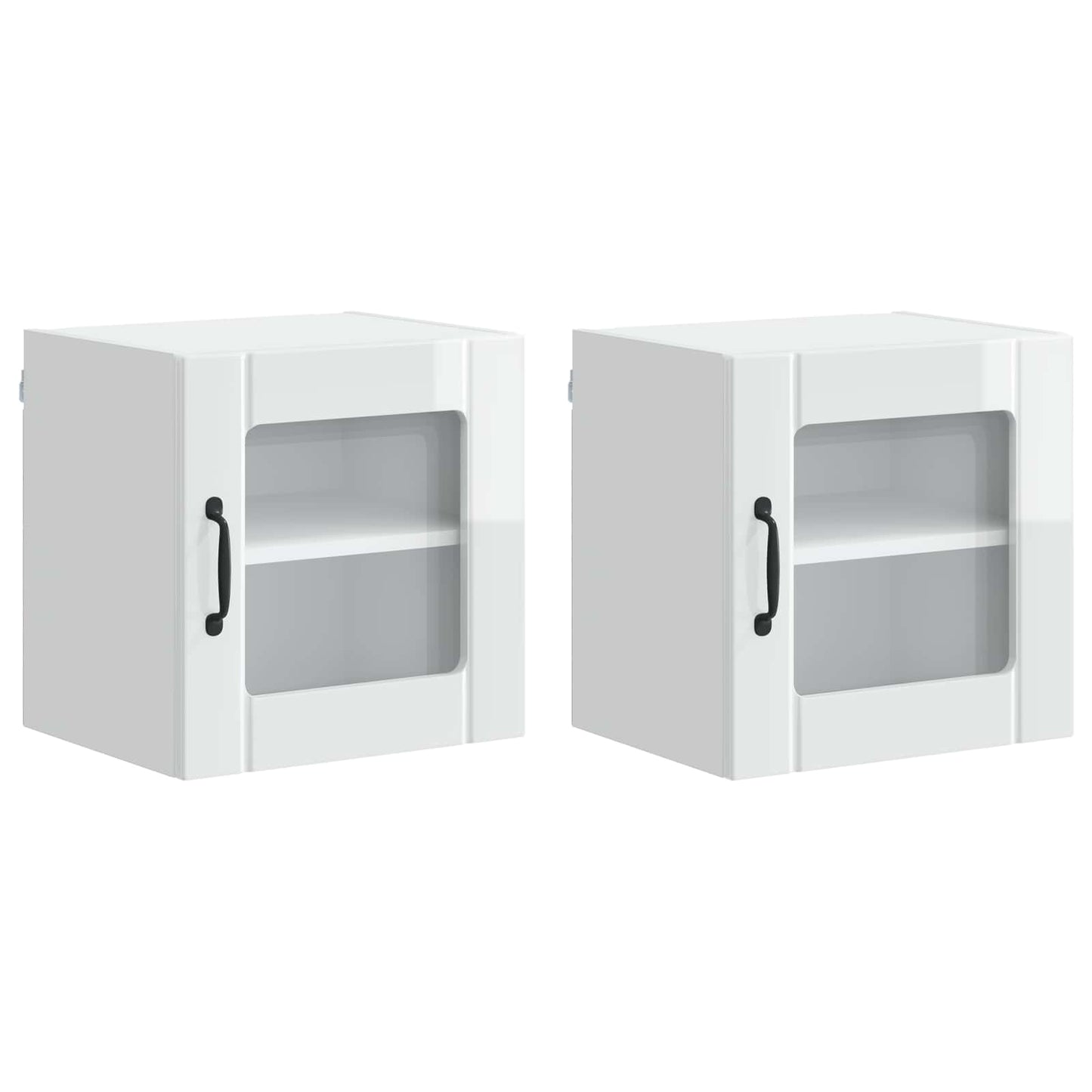 Nástěnná Skleněná Skříň Lucca 2 Pcs Bílá S Vysokým Leskem