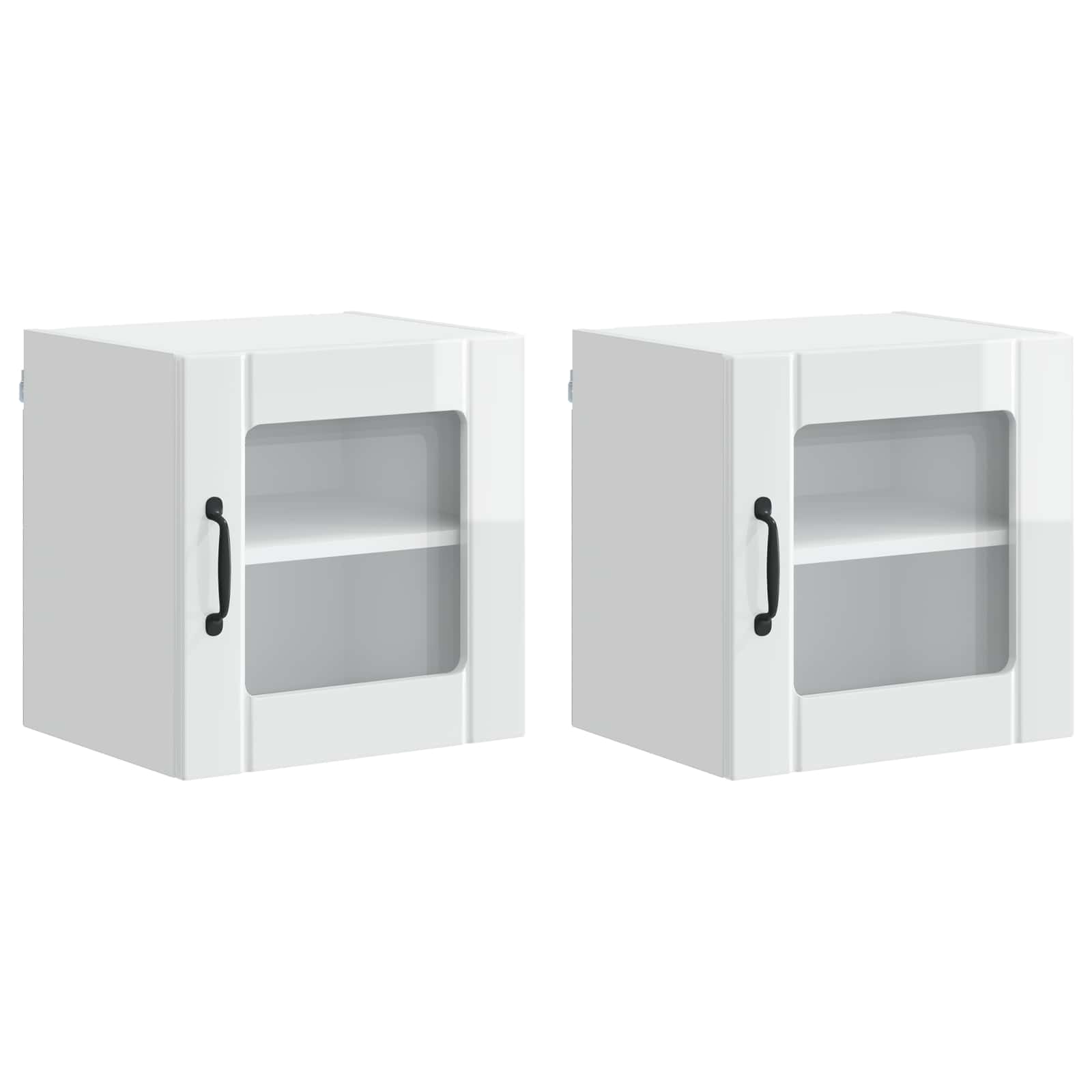 Nástěnná Skleněná Skříň Lucca 2 Pcs Bílá S Vysokým Leskem
