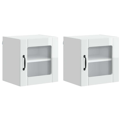 Nástěnná Skleněná Skříň Lucca 2 Pcs Bílá S Vysokým Leskem