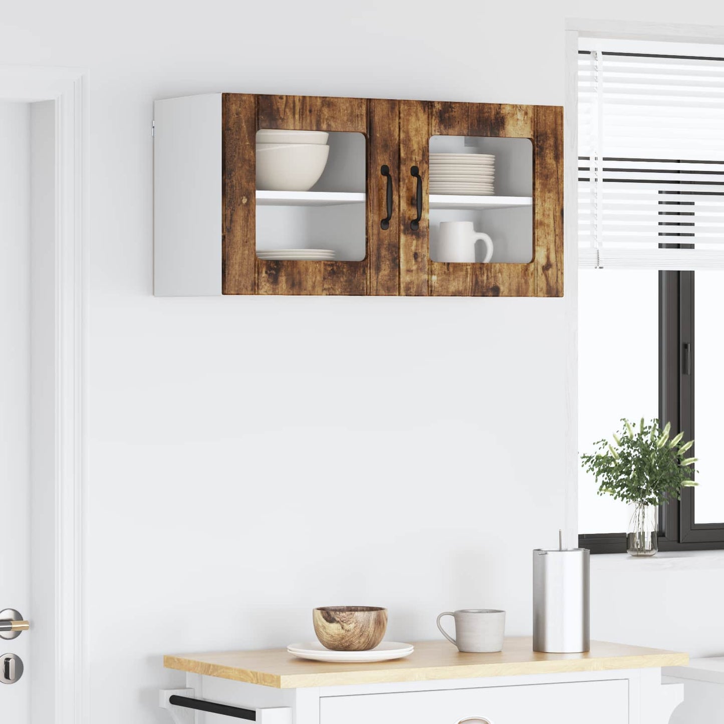 Nástěnná Skleněná Skříň Lucca 2 Pcs Kouřový Dub 40 X 31 X 40 Cm