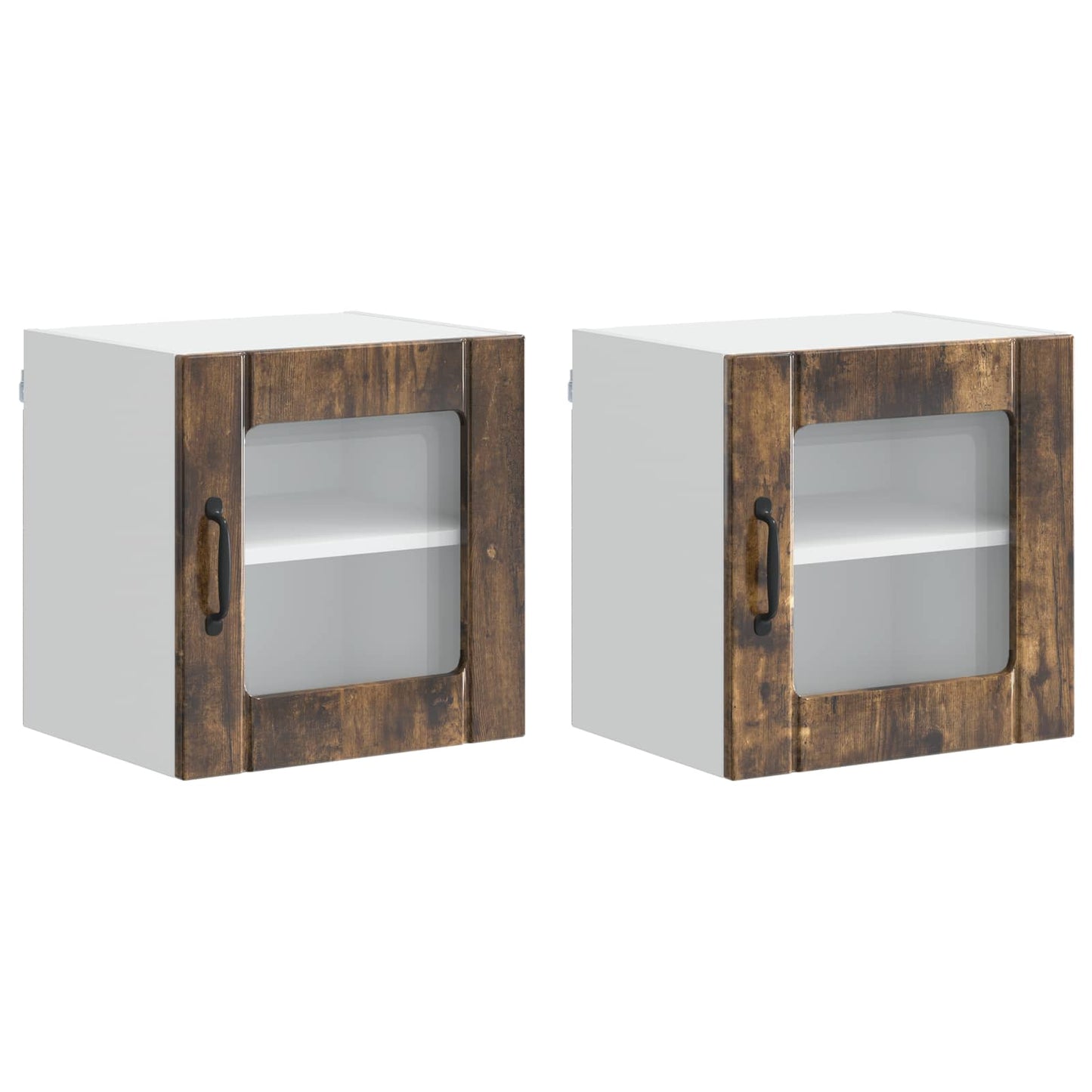 Nástěnná Skleněná Skříň Lucca 2 Pcs Kouřový Dub 40 X 31 X 40 Cm