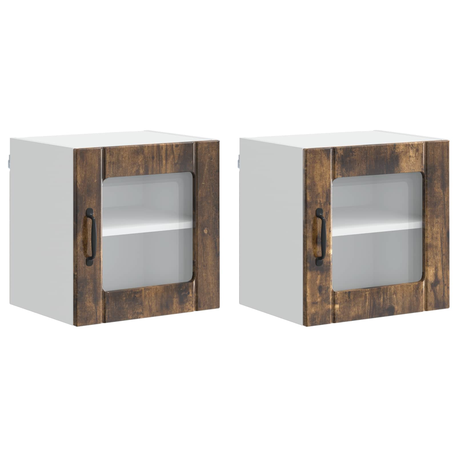 Nástěnná Skleněná Skříň Lucca 2 Pcs Kouřový Dub 40 X 31 X 40 Cm
