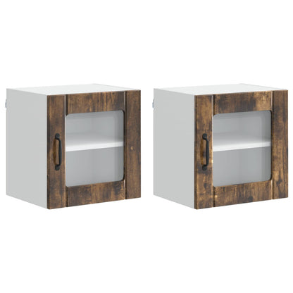 Nástěnná Skleněná Skříň Lucca 2 Pcs Kouřový Dub 40 X 31 X 40 Cm