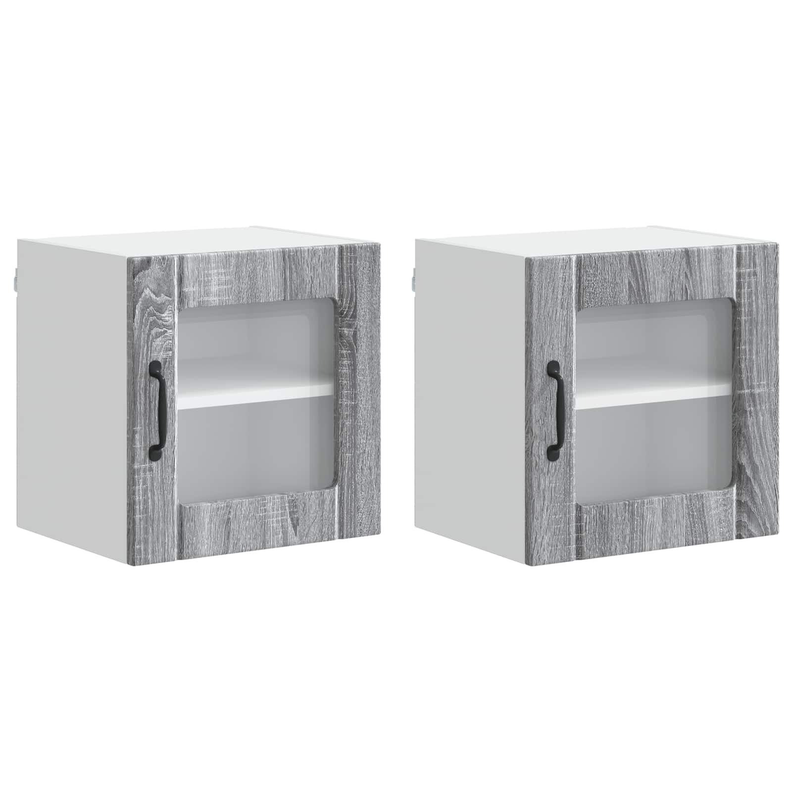 Nástěnná Skleněná Skříň Lucca 2 Pcs Šedá Sonoma 40 X 31 X 40 Cm