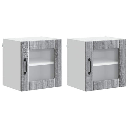 Nástěnná Skleněná Skříň Lucca 2 Pcs Šedá Sonoma 40 X 31 X 40 Cm