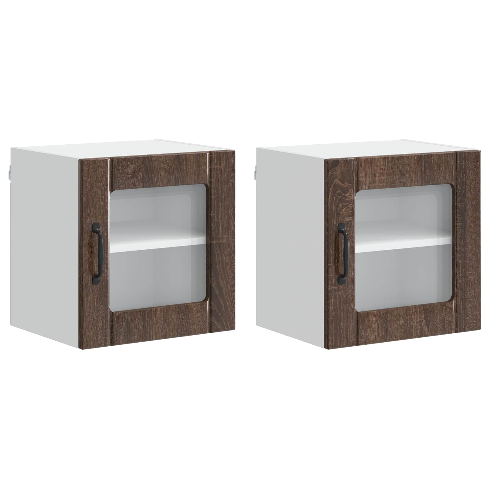 Nástěnná Skleněná Skříň Lucca 2 Pcs Hnědý Dub 40 X 31 X 40 Cm