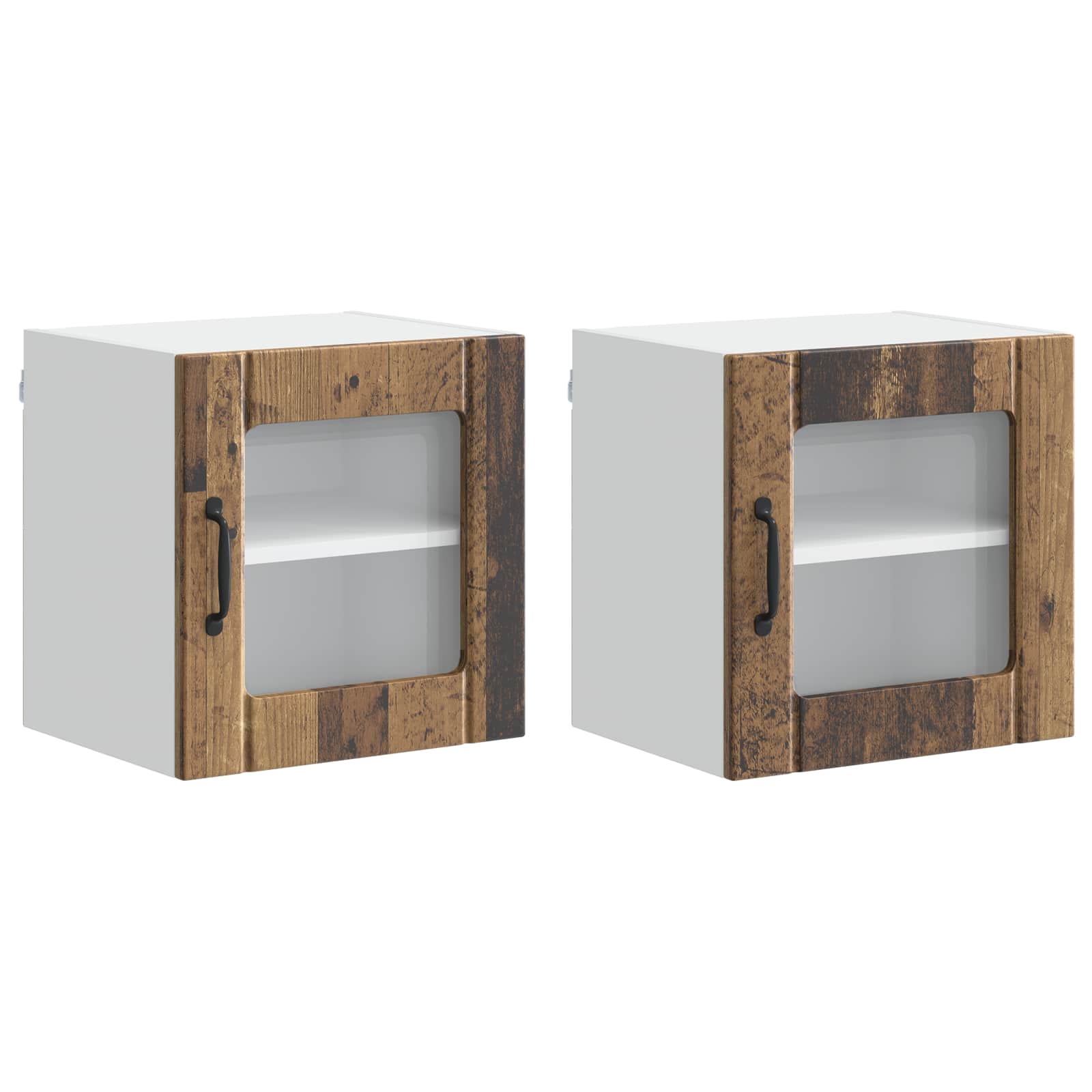 Nástěnná Skleněná Skříň Lucca 2 Pcs Staré Dřevo 40 X 31 X 40 Cm