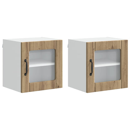 Nástěnná Skleněná Skříň Lucca 2 Pcs Dub Artisan