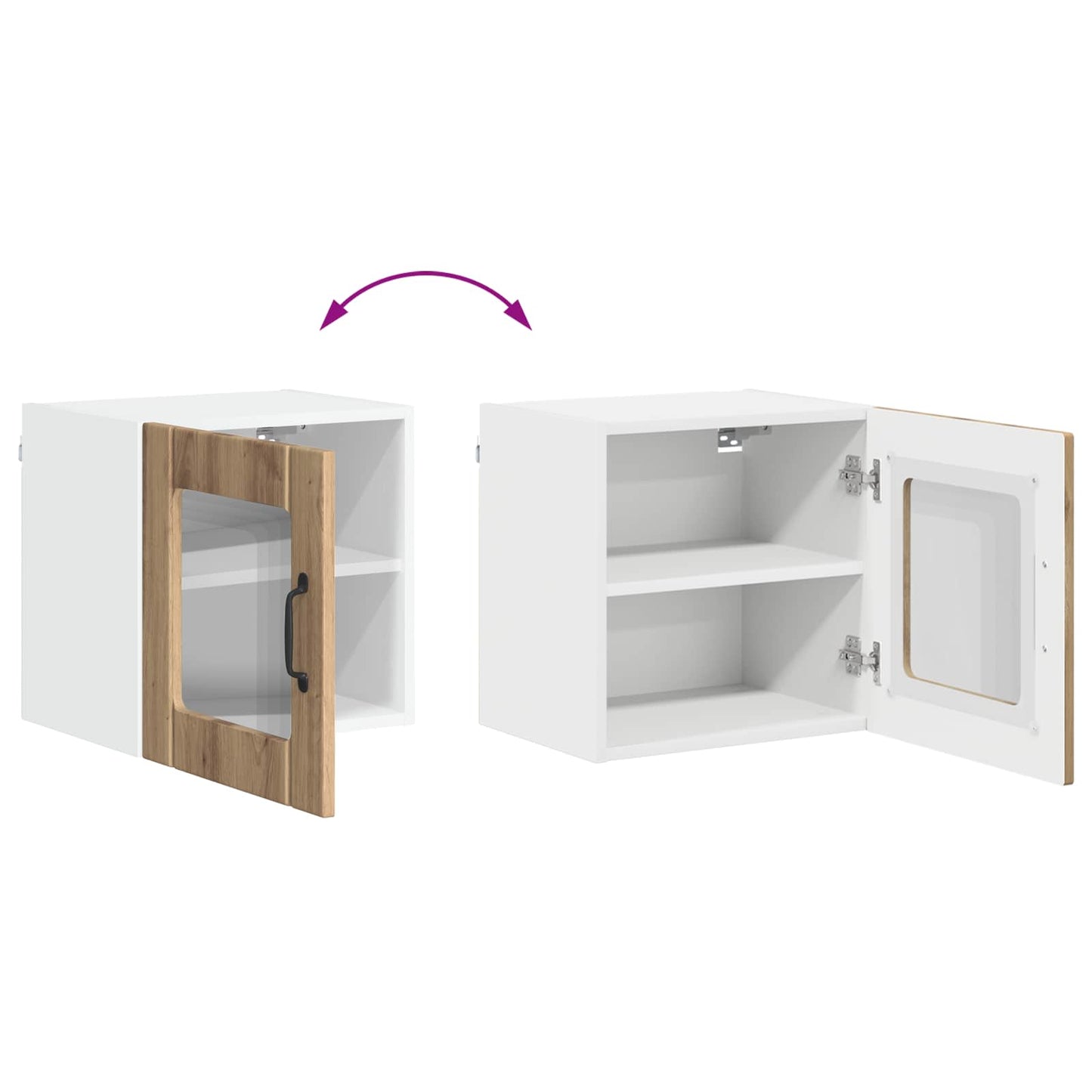 Nástěnná Skleněná Skříň Lucca 2 Pcs Dub Artisan