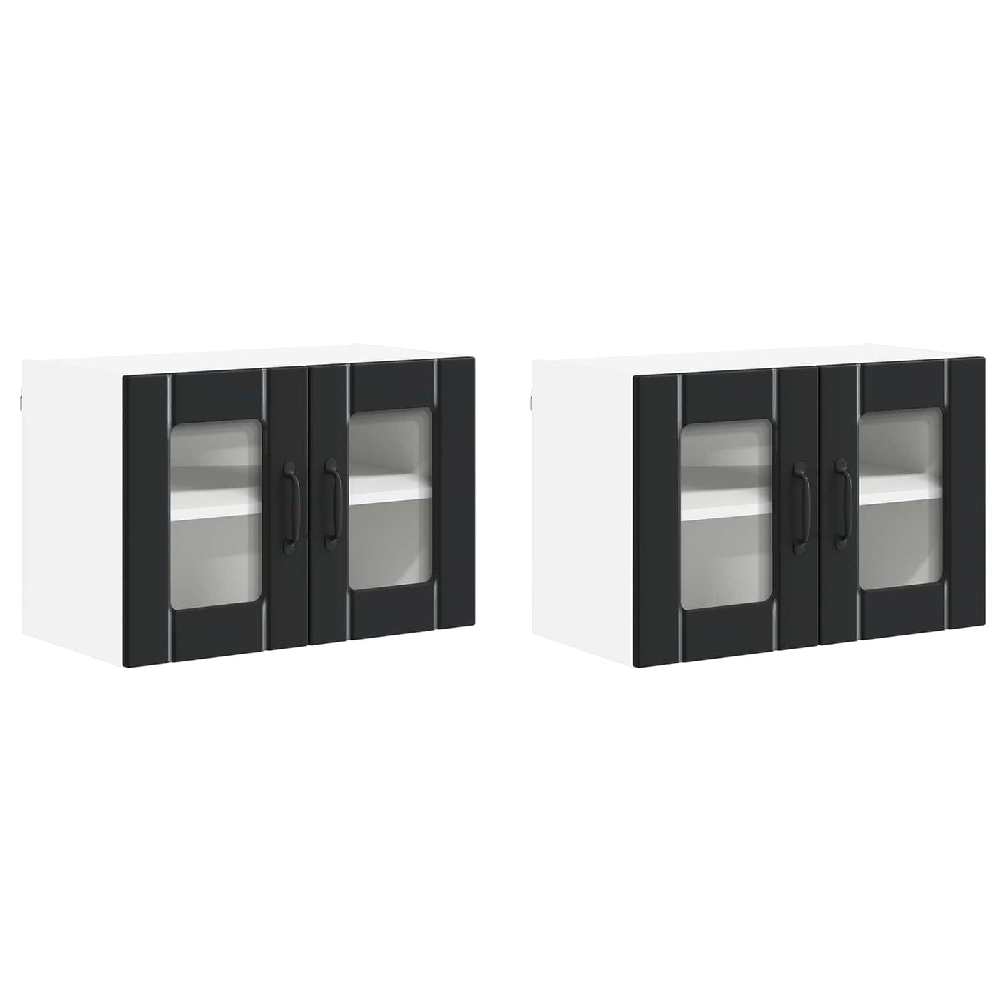 Nástěnná Skleněná Skříň Lucca 2 Pcs Černá 60 X 31 X 40 Cm
