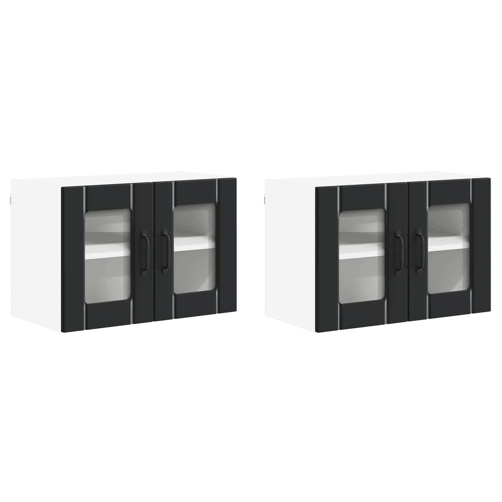 Nástěnná Skleněná Skříň Lucca 2 Pcs Černá 60 X 31 X 40 Cm