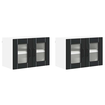 Nástěnná Skleněná Skříň Lucca 2 Pcs Černá 60 X 31 X 40 Cm