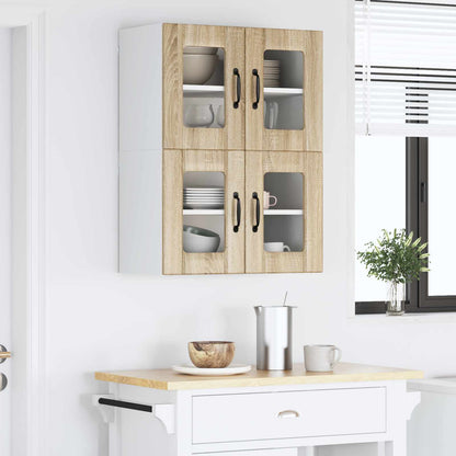 Nástěnná Skleněná Skříň Lucca 2 Pcs Dub Sonoma 60 X 31 X 40 Cm