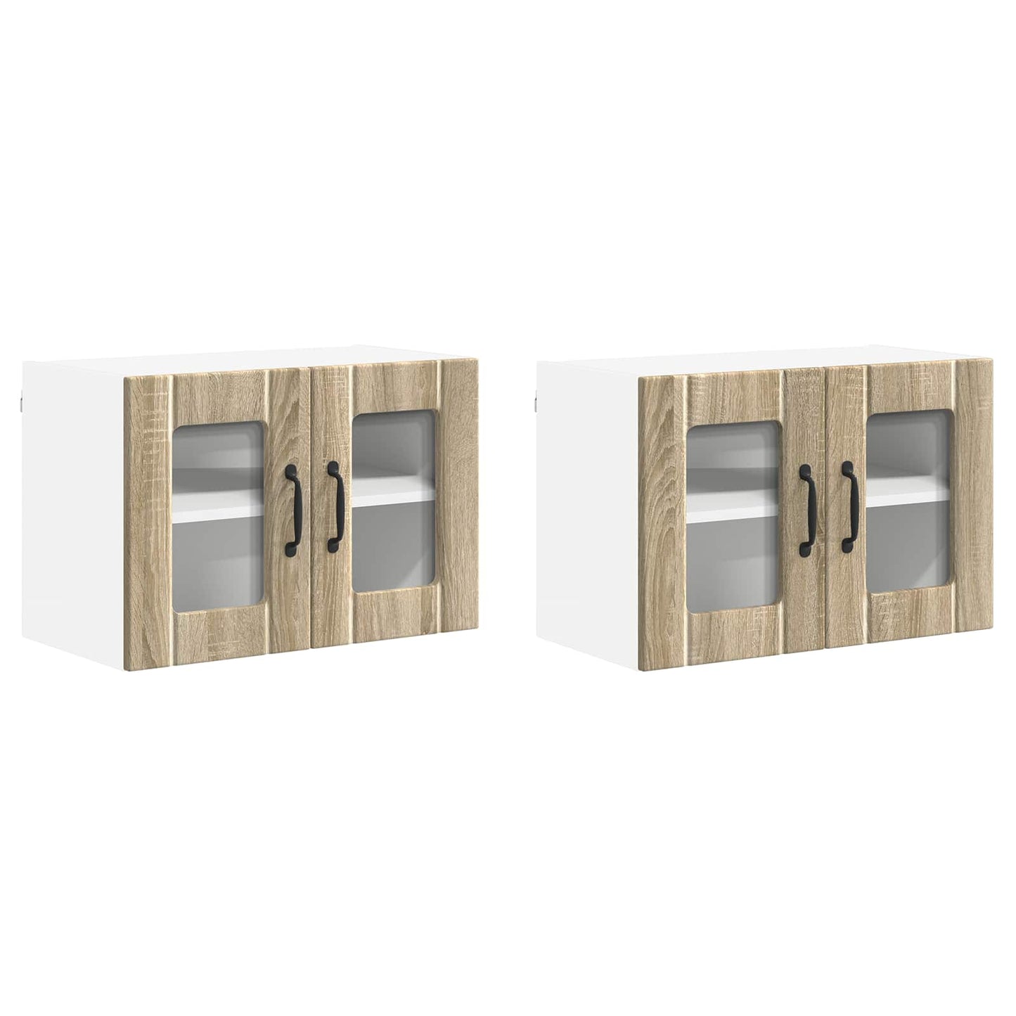 Nástěnná Skleněná Skříň Lucca 2 Pcs Dub Sonoma 60 X 31 X 40 Cm