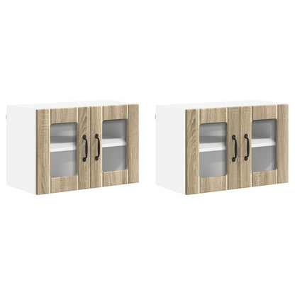 Nástěnná Skleněná Skříň Lucca 2 Pcs Dub Sonoma 60 X 31 X 40 Cm