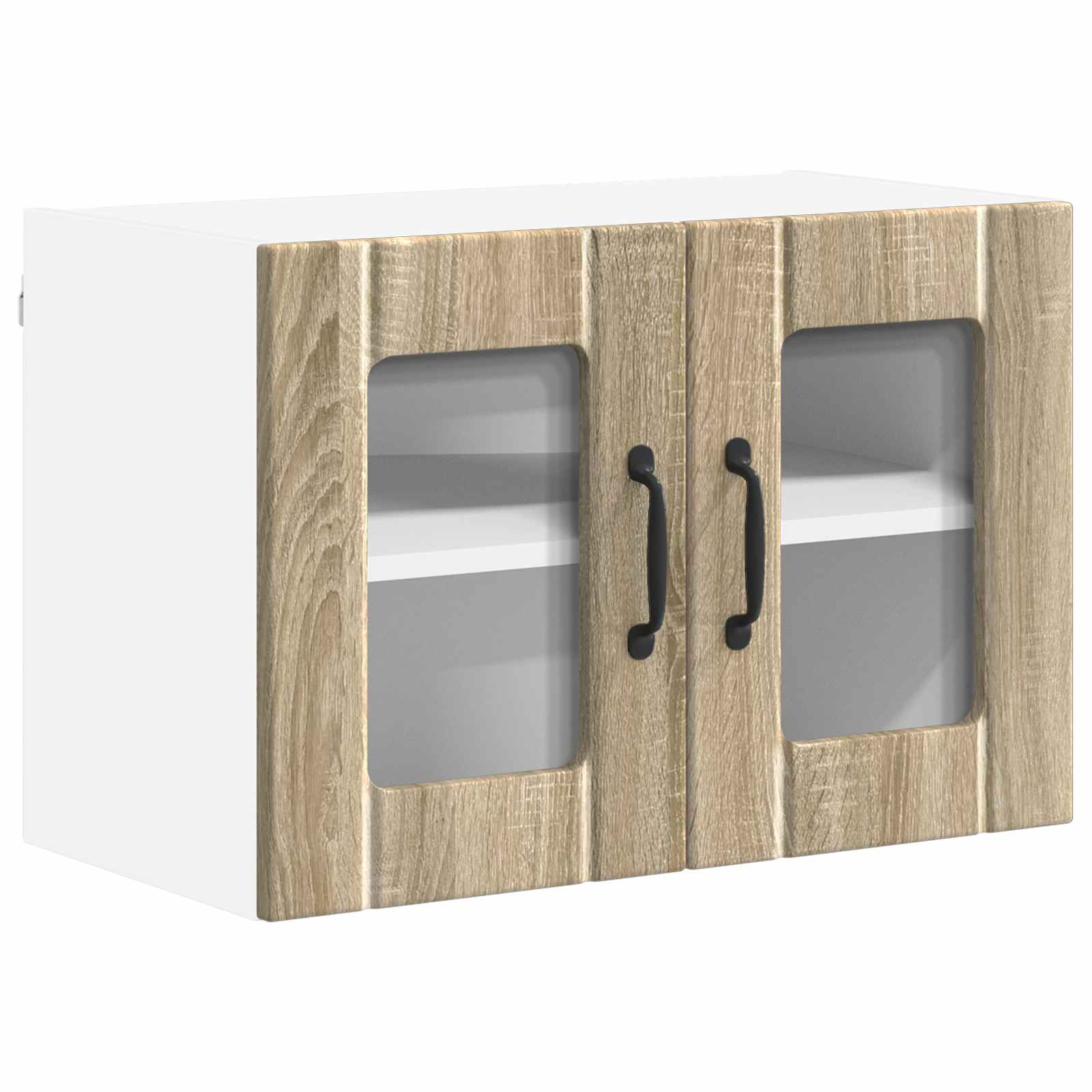 Nástěnná Skleněná Skříň Lucca 2 Pcs Dub Sonoma 60 X 31 X 40 Cm