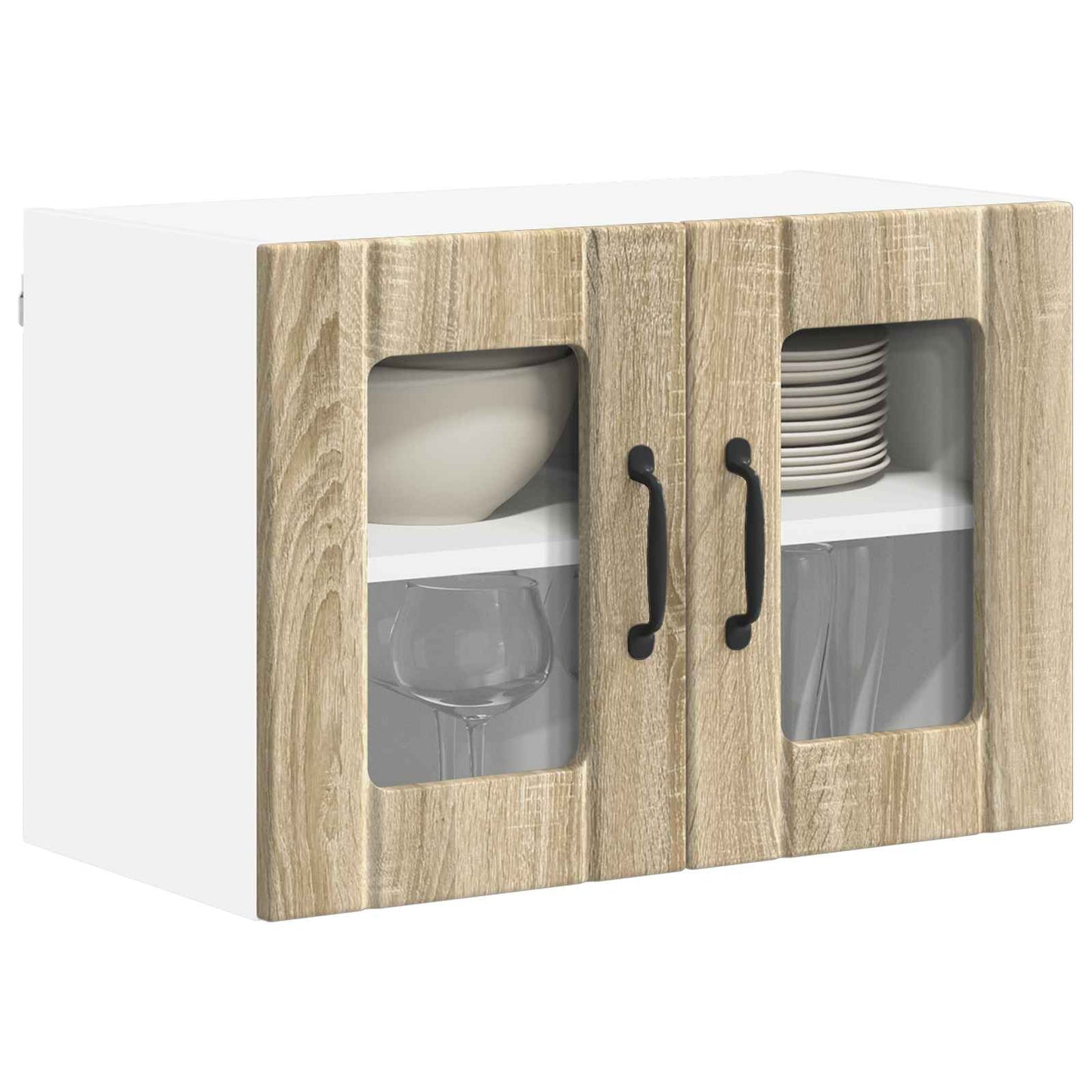Nástěnná Skleněná Skříň Lucca 2 Pcs Dub Sonoma 60 X 31 X 40 Cm