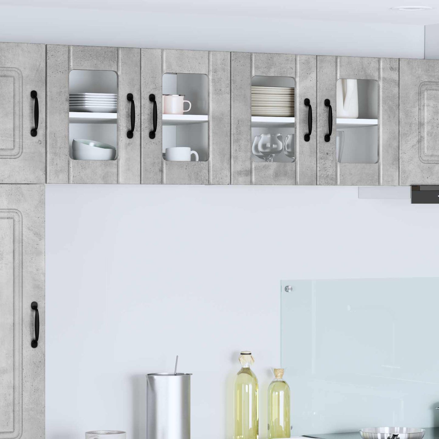 Nástěnná Skleněná Skříň Lucca 2 Pcs Betonově Šedá