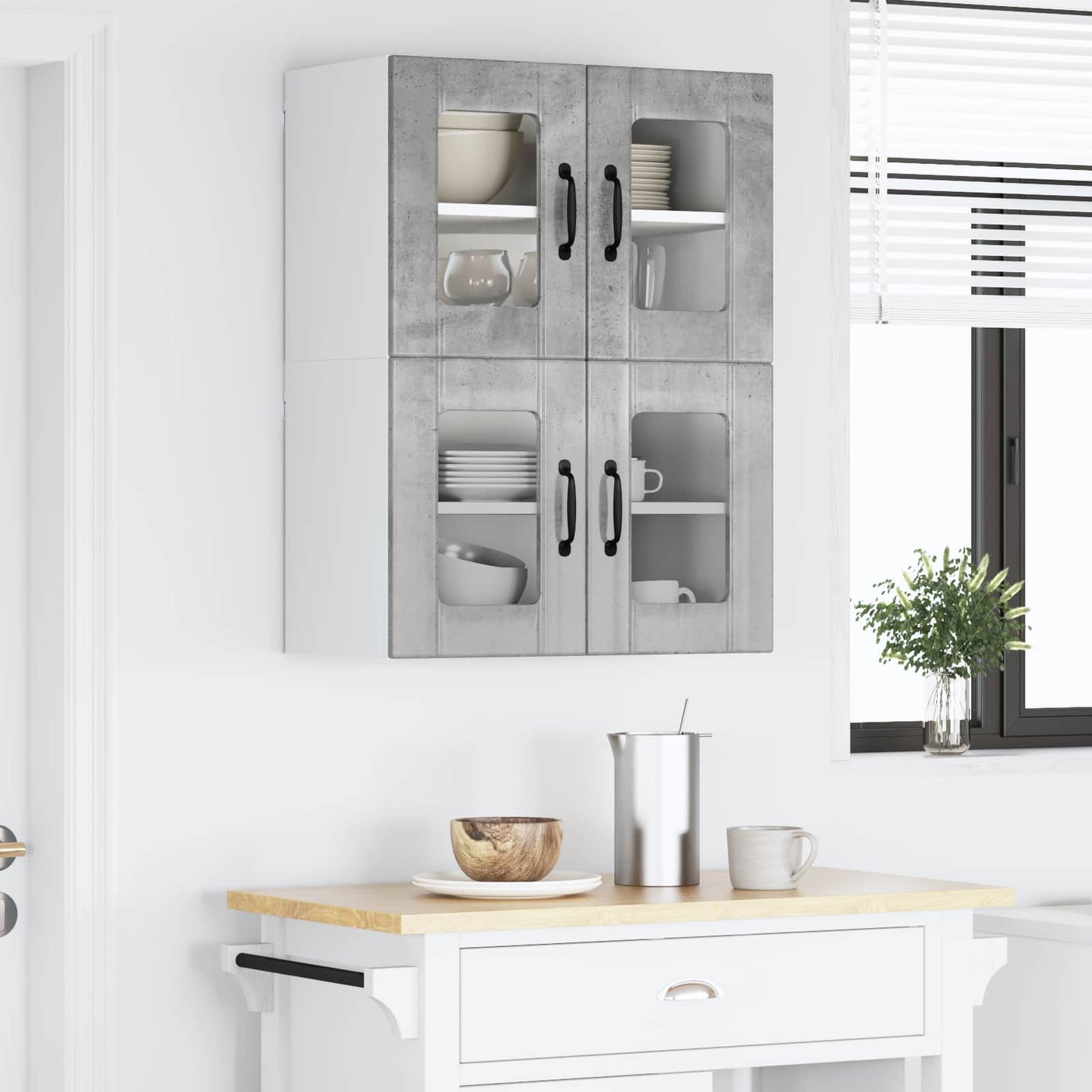 Nástěnná Skleněná Skříň Lucca 2 Pcs Betonově Šedá