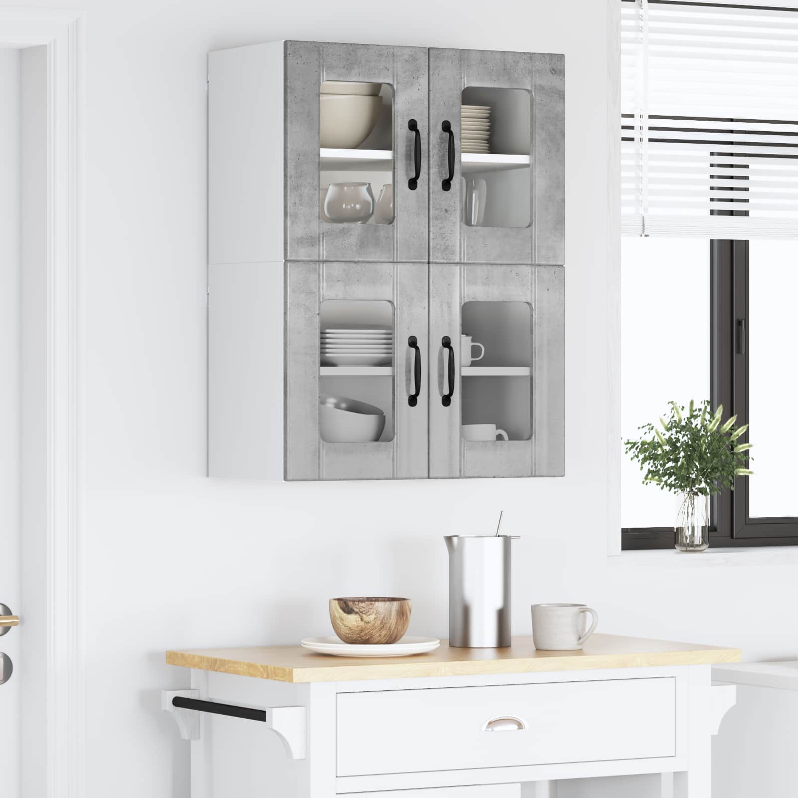 Nástěnná Skleněná Skříň Lucca 2 Pcs Betonově Šedá