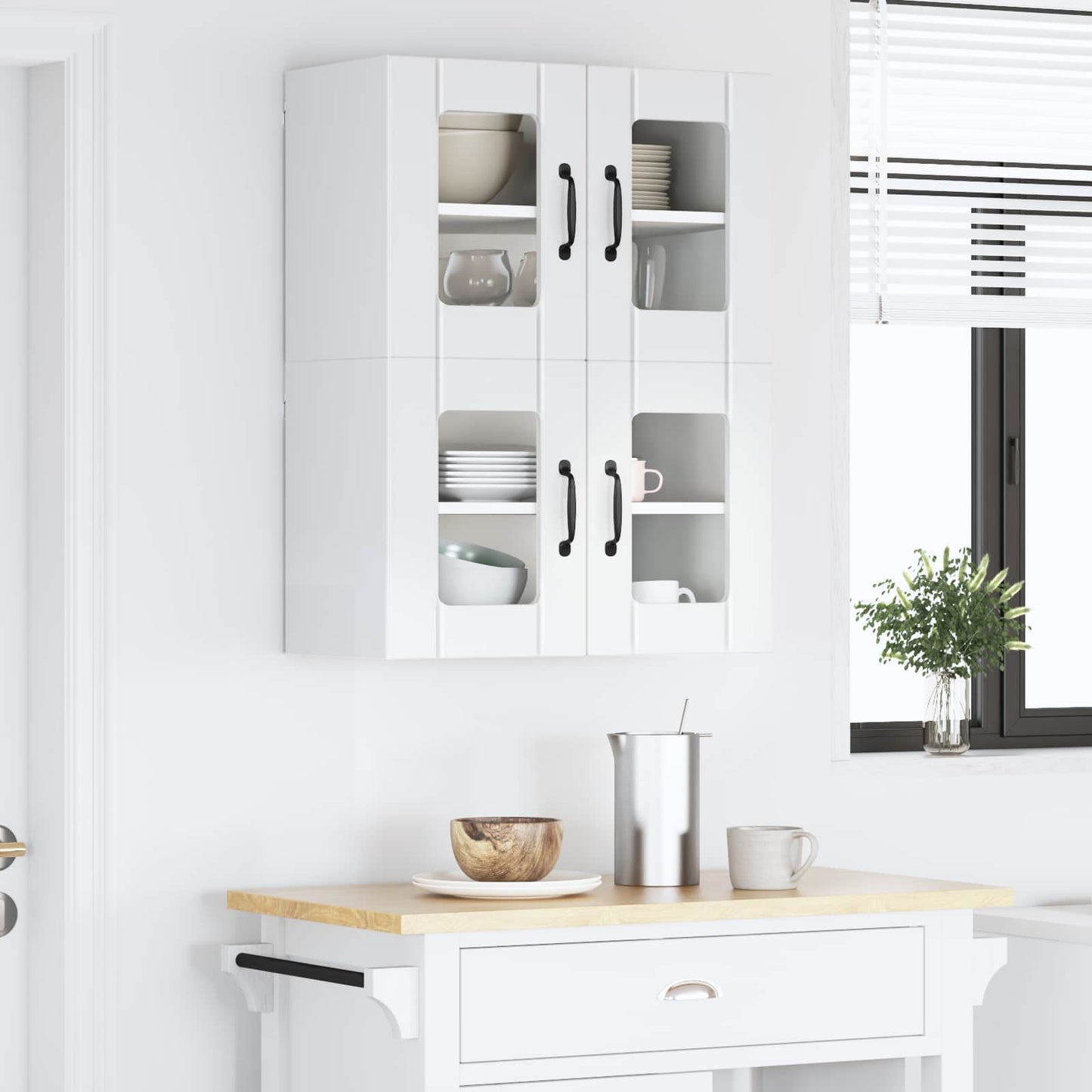 Nástěnná Skleněná Skříň Lucca 2 Pcs Bílá S Vysokým Leskem