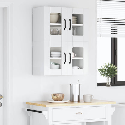 Nástěnná Skleněná Skříň Lucca 2 Pcs Bílá S Vysokým Leskem