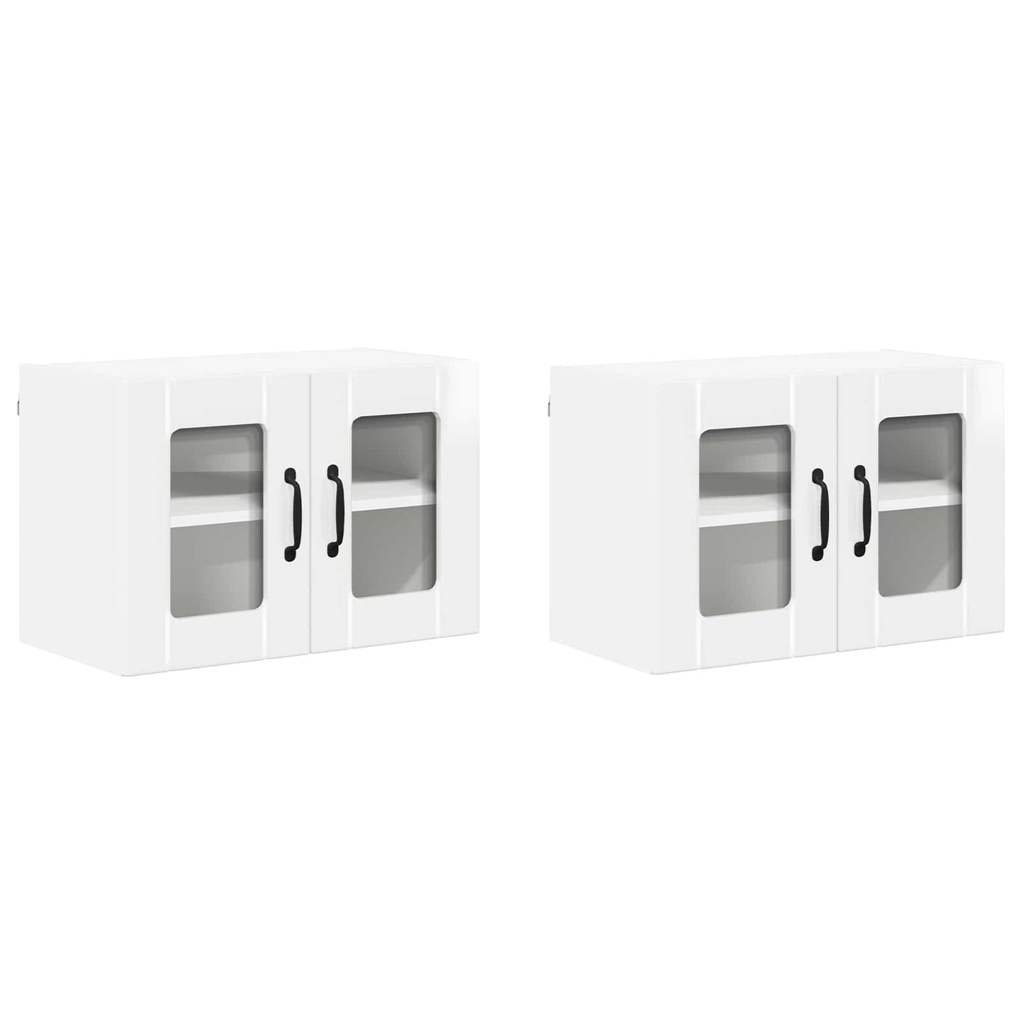 Nástěnná Skleněná Skříň Lucca 2 Pcs Bílá S Vysokým Leskem