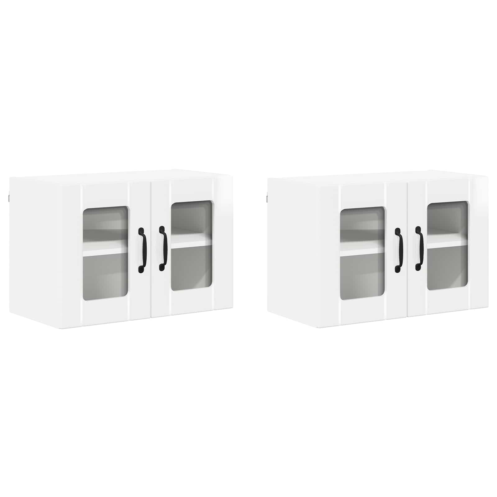 Nástěnná Skleněná Skříň Lucca 2 Pcs Bílá S Vysokým Leskem