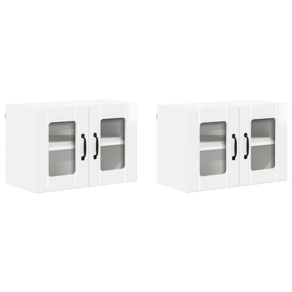 Nástěnná Skleněná Skříň Lucca 2 Pcs Bílá S Vysokým Leskem