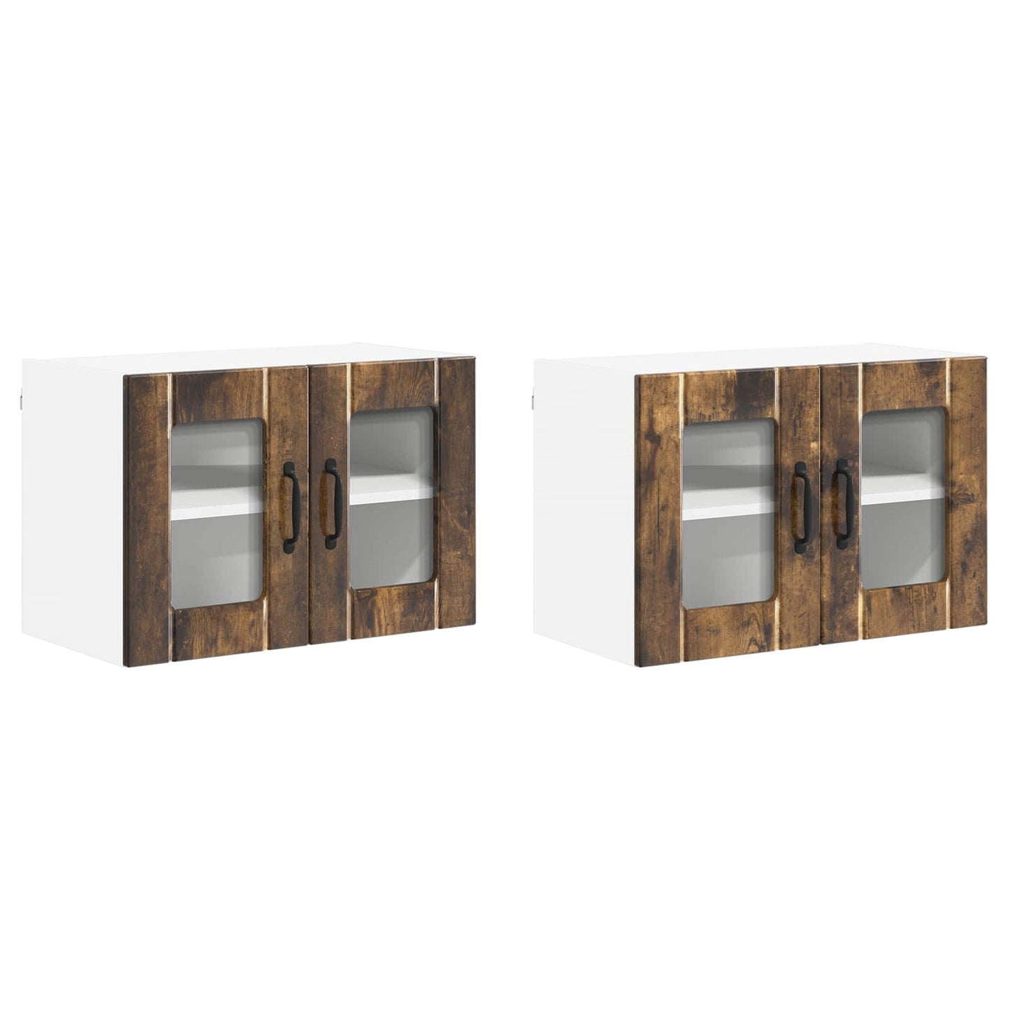 Nástěnná Skleněná Skříň Lucca 2 Pcs Kouřový Dub 60 X 31 X 40 Cm