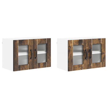 Nástěnná Skleněná Skříň Lucca 2 Pcs Kouřový Dub 60 X 31 X 40 Cm