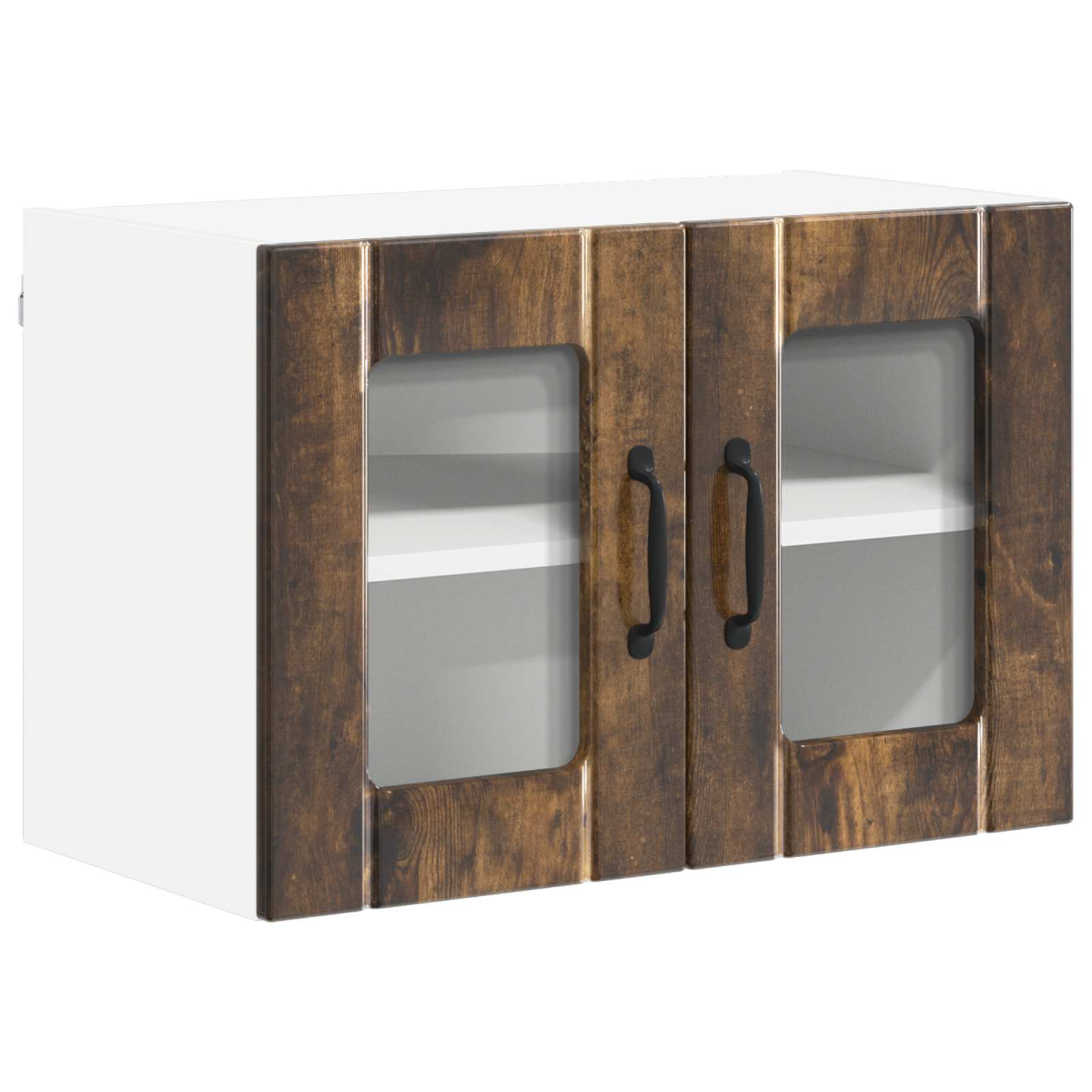 Nástěnná Skleněná Skříň Lucca 2 Pcs Kouřový Dub 60 X 31 X 40 Cm