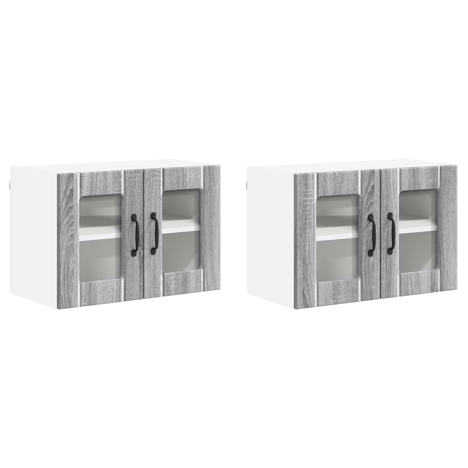 Nástěnná Skleněná Skříň Lucca 2 Pcs Šedá Sonoma 60 X 31 X 40 Cm