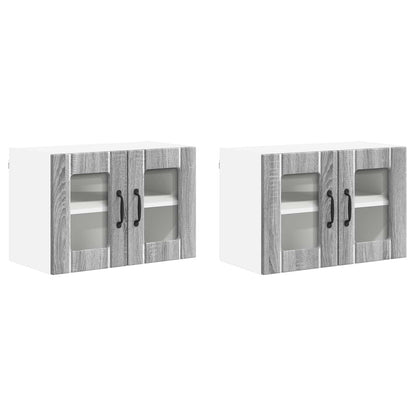 Nástěnná Skleněná Skříň Lucca 2 Pcs Šedá Sonoma 60 X 31 X 40 Cm