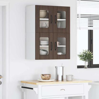 Nástěnná Skleněná Skříň Lucca 2 Pcs Hnědý Dub 60 X 31 X 40 Cm