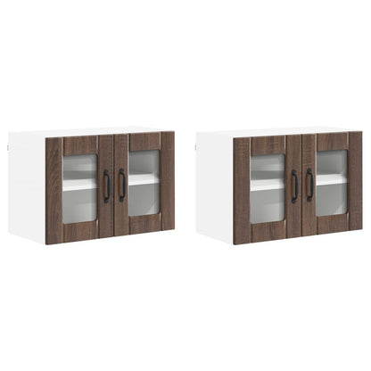Nástěnná Skleněná Skříň Lucca 2 Pcs Hnědý Dub 60 X 31 X 40 Cm