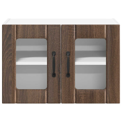 Nástěnná Skleněná Skříň Lucca 2 Pcs Hnědý Dub 60 X 31 X 40 Cm