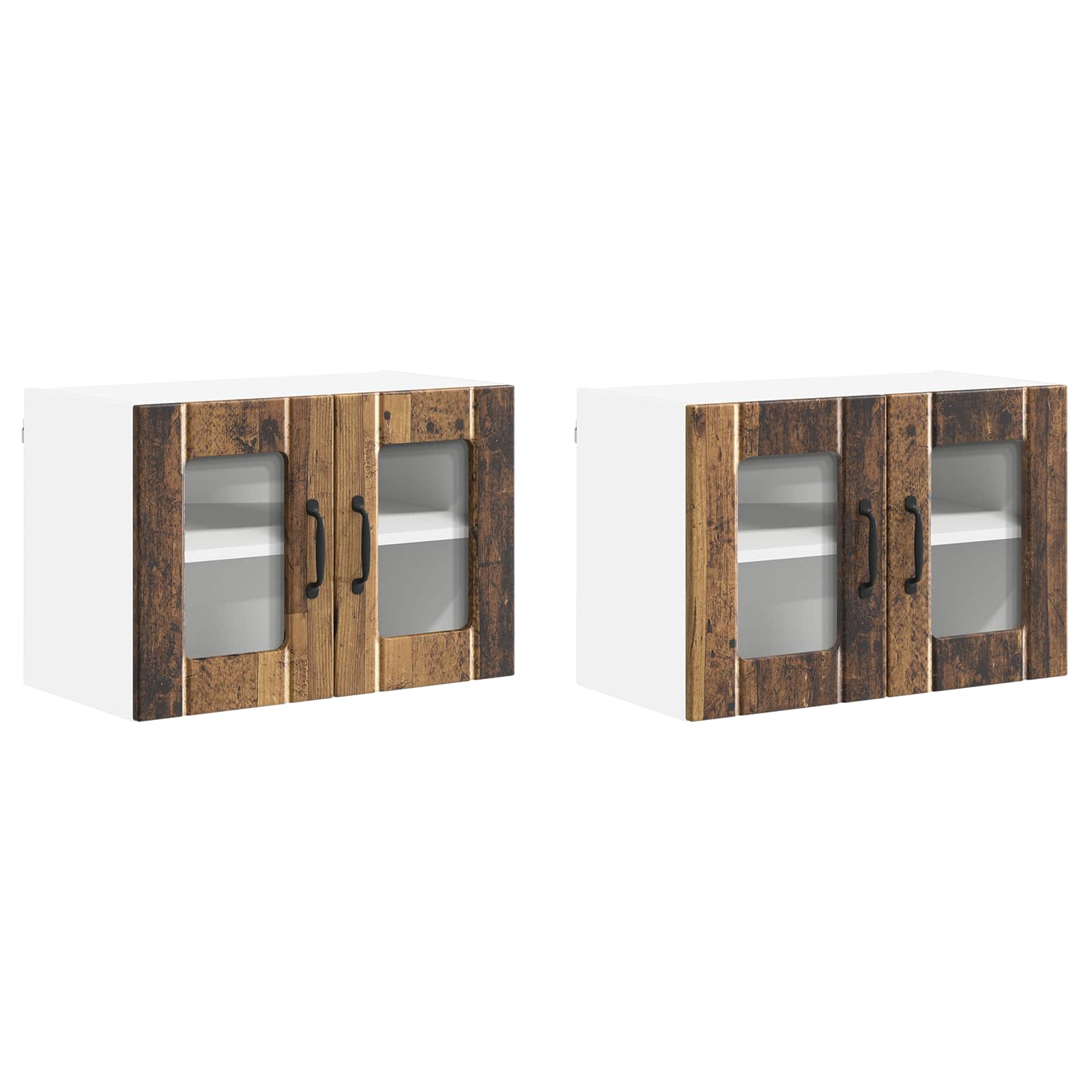 Nástěnná Skleněná Skříň Lucca 2 Pcs Staré Dřevo 60 X 31 X 40 Cm