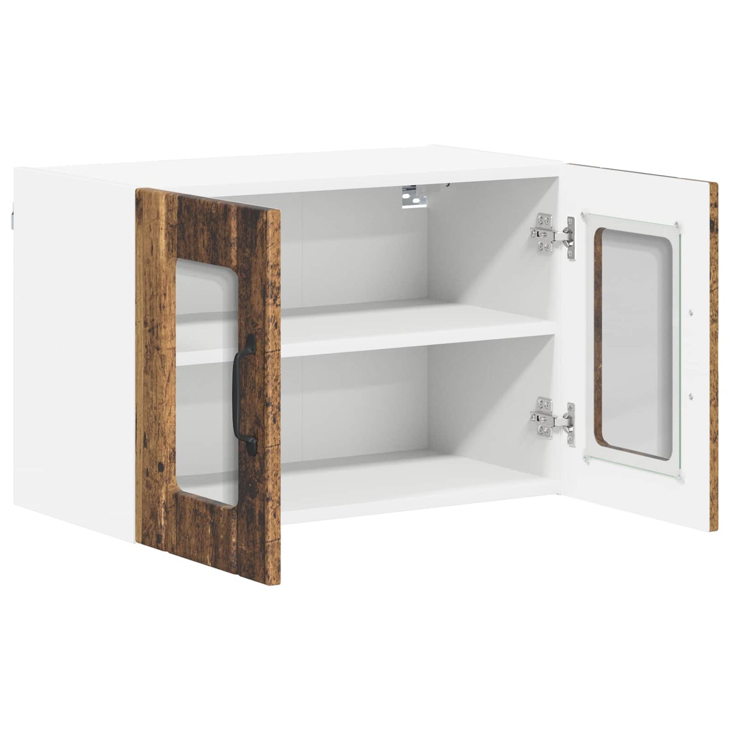 Nástěnná Skleněná Skříň Lucca 2 Pcs Staré Dřevo 60 X 31 X 40 Cm