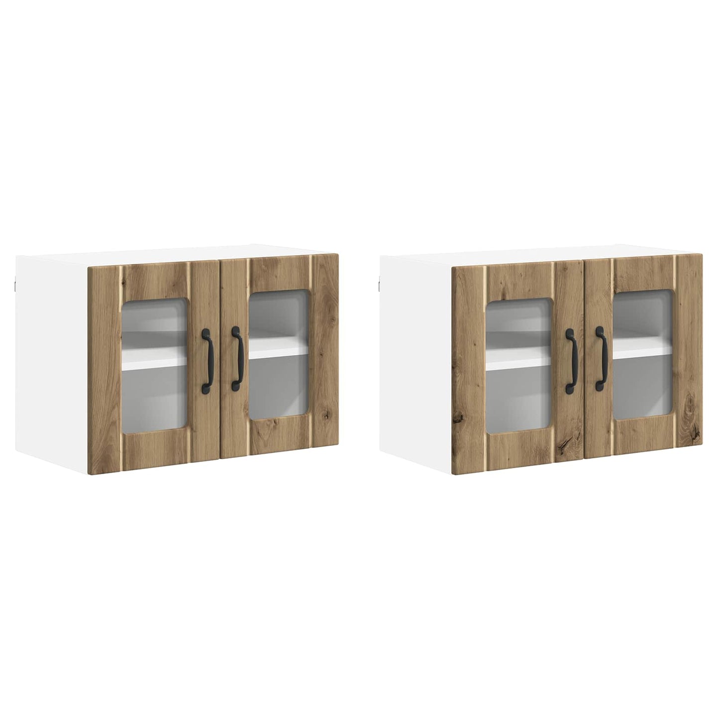 Nástěnná Skleněná Skříň Lucca 2 Pcs Dub Artisan